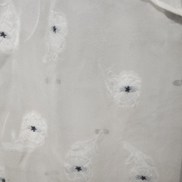 Rag & Bone Sheer Silk Blend Oversized White Floral Blouse - Picture 6 of 10